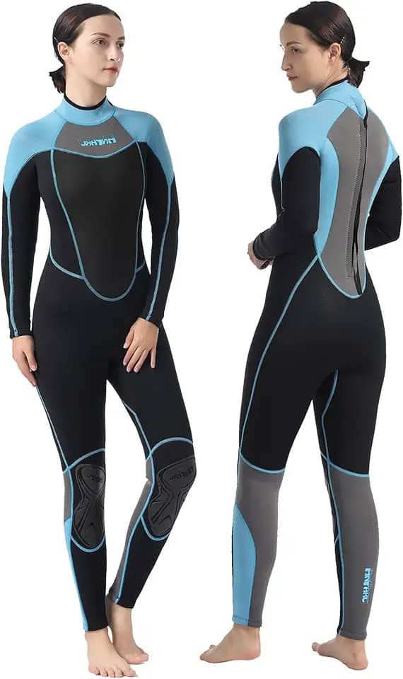 AnParc Roupa de mergulho feminina de neoprene de 3 mm para natação em água fria com zíper nas costas, adequado para mergulho, natação, surfe, snorkel e outros esportes aquáticos