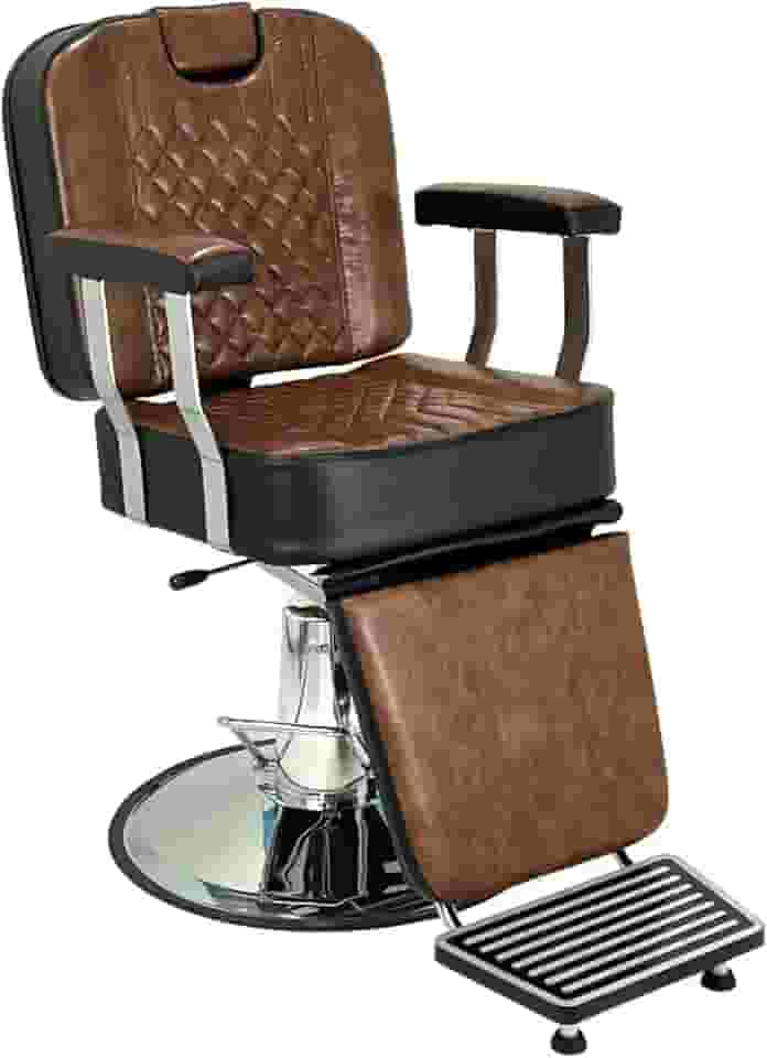 Cadeira Hidraulica Reclinavel De Barbeiro e Salão Paloma (Marrom Capra/preto)