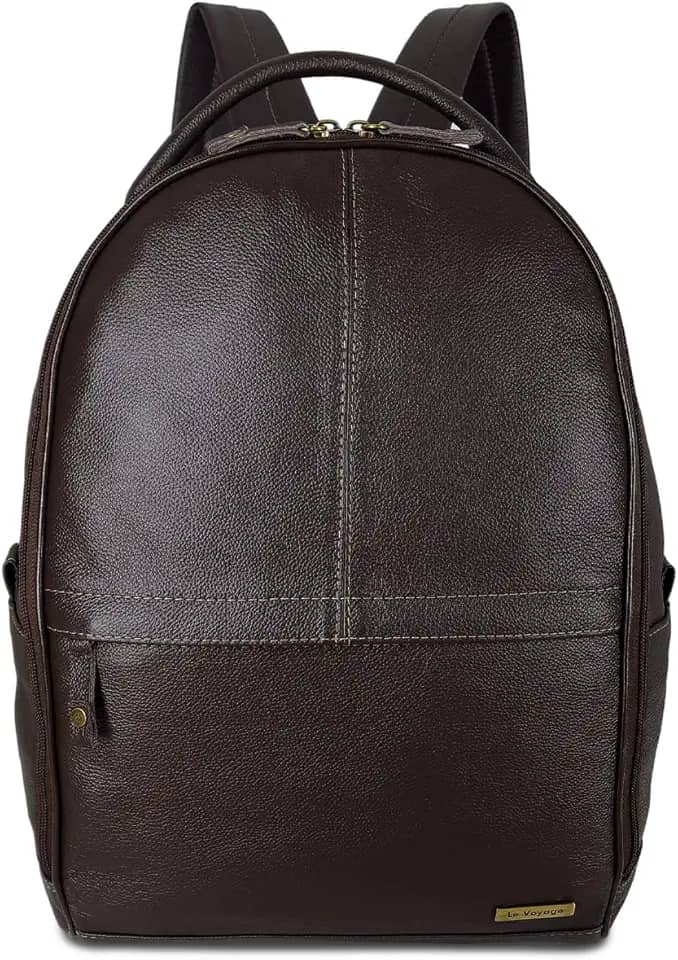 Mochila Grande de Couro Bovino Com Suporte Para Notebook Cor:Marrom