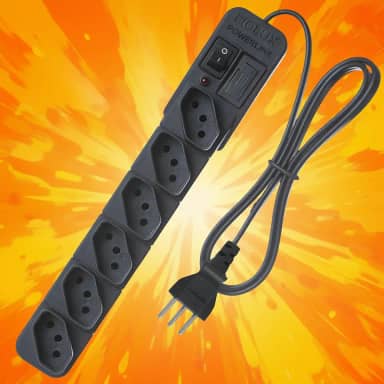 Extensão Régua Filtro De Linha Protetor Energia Elétrica 6 Tomadas Fiolux Powerlink 127 220 (1 Metro Preto)