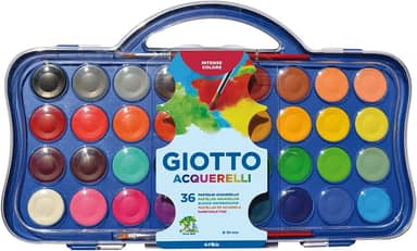 GIOTTO Acquarelli, Aquarela em Estojo de Pastilhas de 30mm, 36 Cores