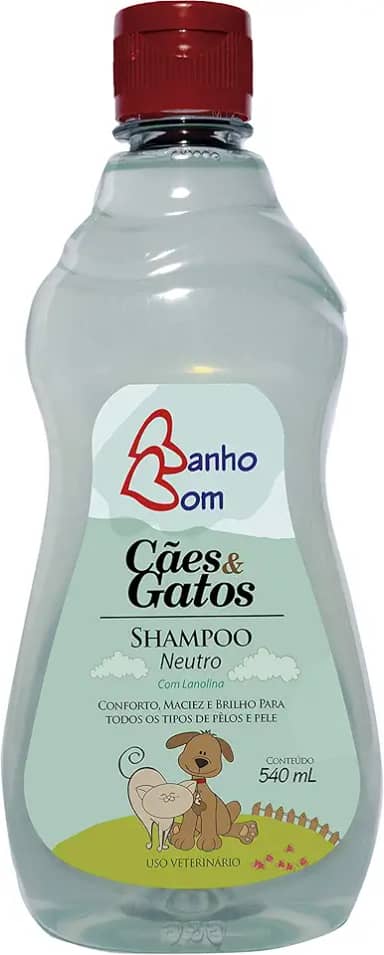 Shampoo Neutro Banho Bom Cães e Gatos 540 mL