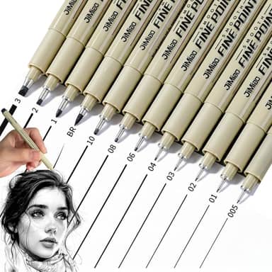 Kit 12 Canetas Nanquim Profissional para Mangá Desenho Técnico Artístico Lettering Brush Sakura Caligrafia Kit Precisão Projetos Caligrafia