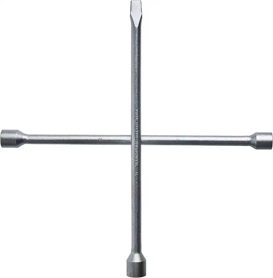Tramontina 42860001, Chave de Roda Tipo Cruz 17X19X21 Espátula, Corpo Forjado em Aço Especial