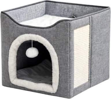 Casinha Para Gatos 2 Andares Dobrável Portatil Com Arranhador