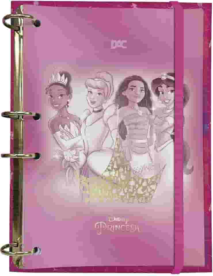 Fichário Colegial com Elástico e 144 Folhas Decoradas - Princesas