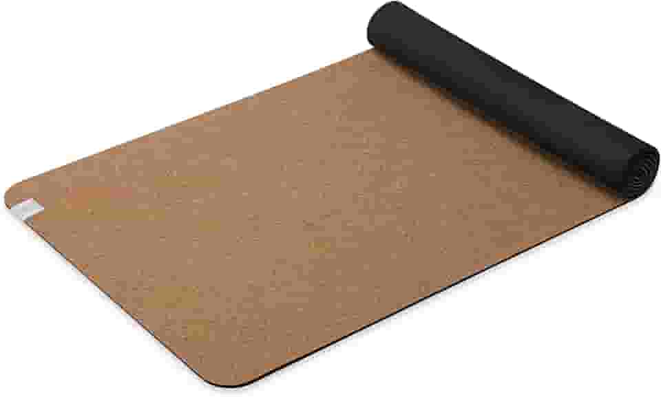 Tapete de ioga Gaiam Cork | Cortiça natural sustentável resiste a germes e odores | Base de borracha TPE não tóxica | Ótimo para yoga quente, pilates (68 pol. x 68 pol. x 5 mm de espessura)
