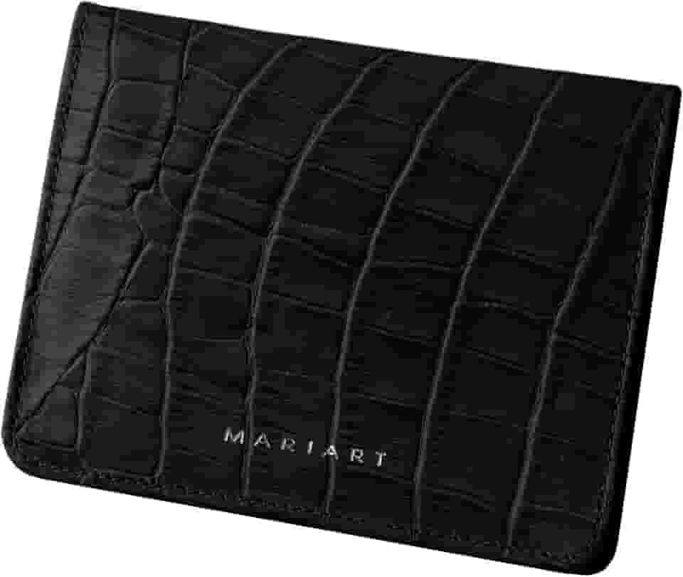 Carteira Feminina de Couro Bovino Legítimo p/Cartões, RG, CNH e Cédulas Dobradas Mariart 649 (Croco Preta)