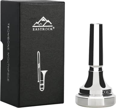 EASTROCK Bocal de trombone, bocal de trombone banhado a prata, haste grande 4AL, acessórios para instrumentos de trombone embalados a vácuo