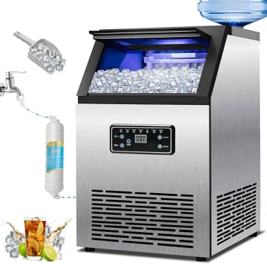 Tarbaha Máquina de Gelo Comercial Inteligente, 110V, Maquina de Gelo, 60 Kg/24 Horas, 40 Grelhas, Aço Inox, Grande Capacidade