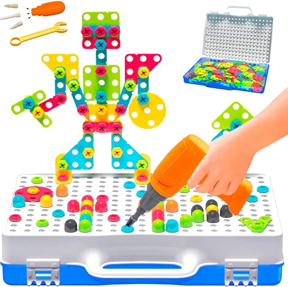 Jogo de Blocos de Montar Construção Criativos 4 em 1, 237 Peças, Inclui Chave de Fenda