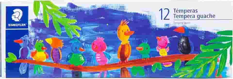 STAEDTLER Tinta Guache - 12 Cores - À Base de Água, Fácil de Limpar, Cores Vivas com Alta Cobertura – Frascos de 20ml, Ideal para Escola e Artes