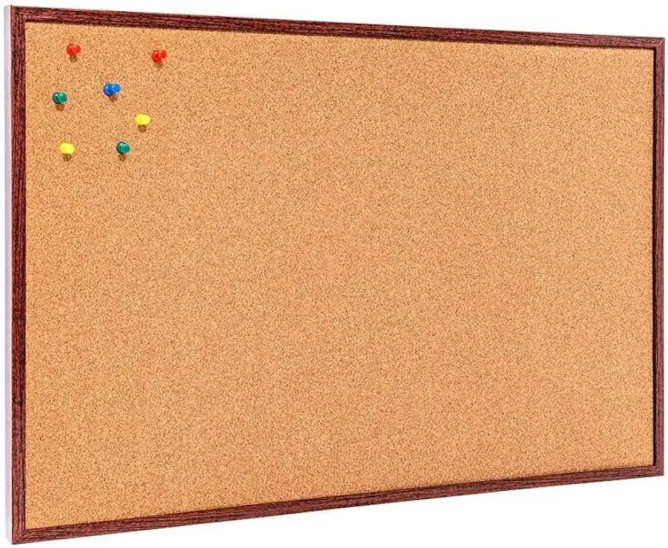 Quadro De Aviso Cortiça Moldura Madeira 40x30cm + 50 Alfinetes Mural Fotos Lembretes