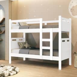 Beliche Solteiro Robusta Em Madeira Vira Duas Camas Modernas e Elegantes (Branco)