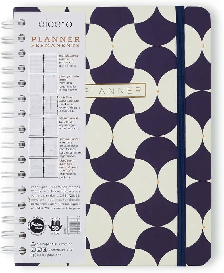 Planner Permanente Wire-o Bossa Nova Semanal Notas A5 Boemia, Cicero