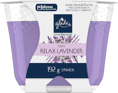 Glade Vela Aromatica Perfumada, Relax Lavander, 3 Pavios, 192g