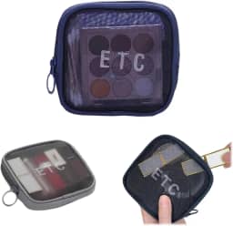 Necessaire Feminina Maquiagem Pequena em Nylon DT2412A-Azul. Ideal para Organizar Cosméticos, Remédios, Chaves e Produtos de Higiene Pessoal na Bolsa.