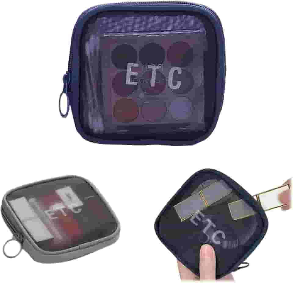 Necessaire Feminina Maquiagem Pequena em Nylon DT2412A-Azul. Ideal para Organizar Cosméticos, Remédios, Chaves e Produtos de Higiene Pessoal na Bolsa.