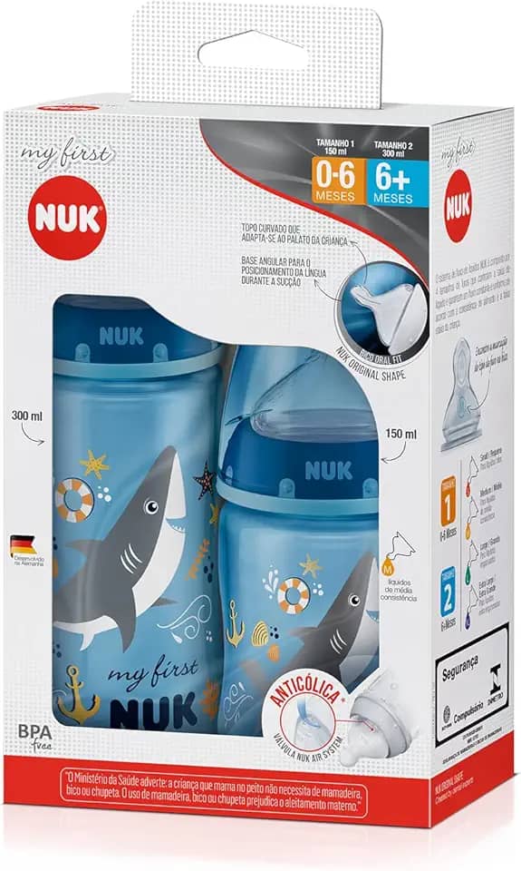 NUK Kit Mamadeira My 1St S1 150 Ml S2 300 Ml Boy - Azul