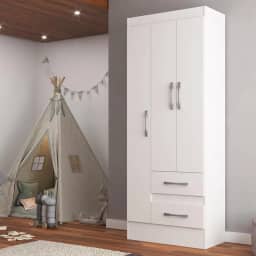 Guarda-roupa Infantil Tiana 3 Portas 2 Gavetas Branco
