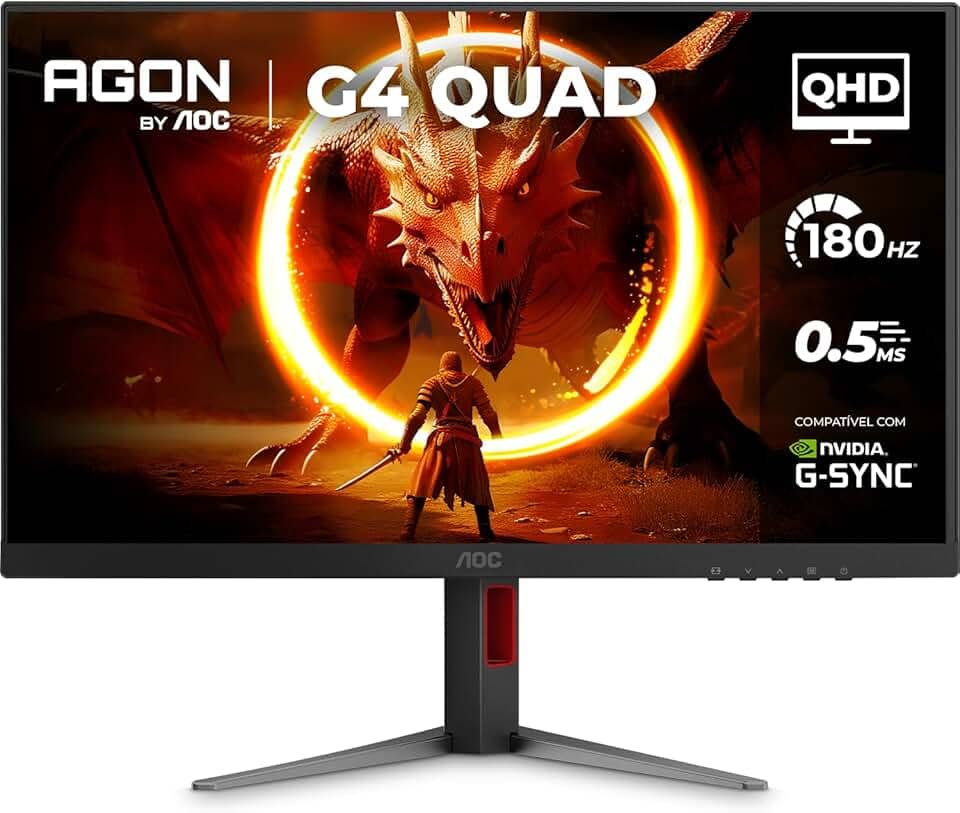 Monitor Gamer AOC AGON QUAD 27" QHD 180Hz 0.5ms IPS HDR10 Base Ajustável Q27G4F