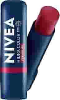 NIVEA Hidratante Labial Hidra Color 2 em 1 Vermelho 4,8g - Combina cor intensa e hidratação enriquecida com Manteiga de Karité, Óleo de Amêndoas orgânico e Vitamina E