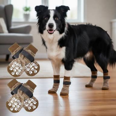 4 meias antiderrapantes para cães - botas de cachorro para evitar lamber patas, sapatos antiderrapantes para cães ao ar livre, ótimo para proteção de patas de cães