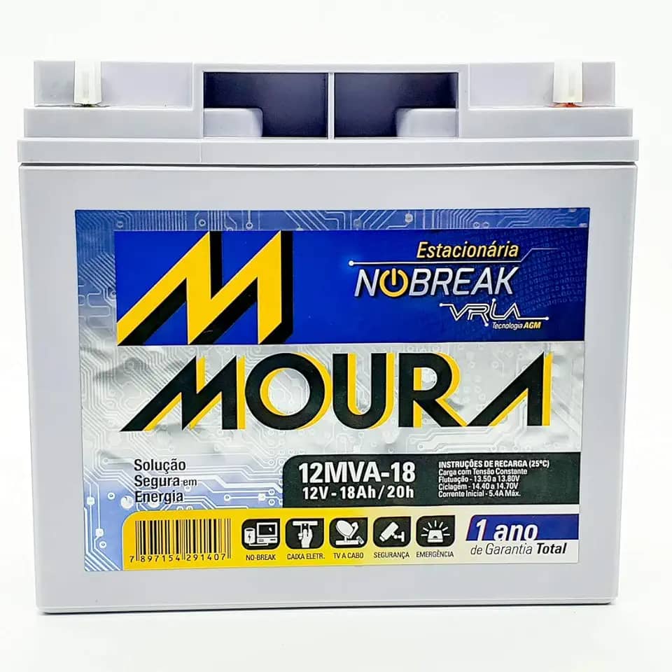 Bateria Moura 12mva-18 Estacionaria Nobreak 12v 18ah