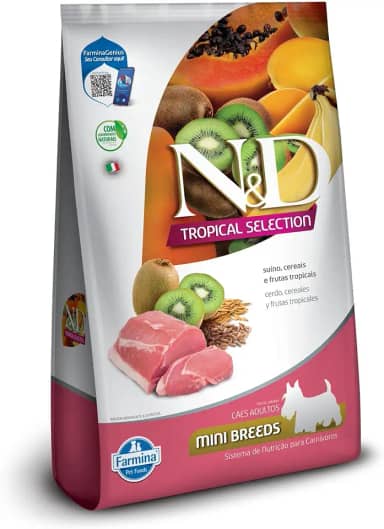 N&D Tropical para Cães Adultos de Raças Mini e Pequenas Sabor Suíno, Cereais e Frutas Tropicais 2,5Kg