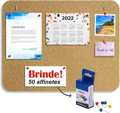 1 Quadro de Aviso Recado Cortiça Mural de Fotos 43x56cm