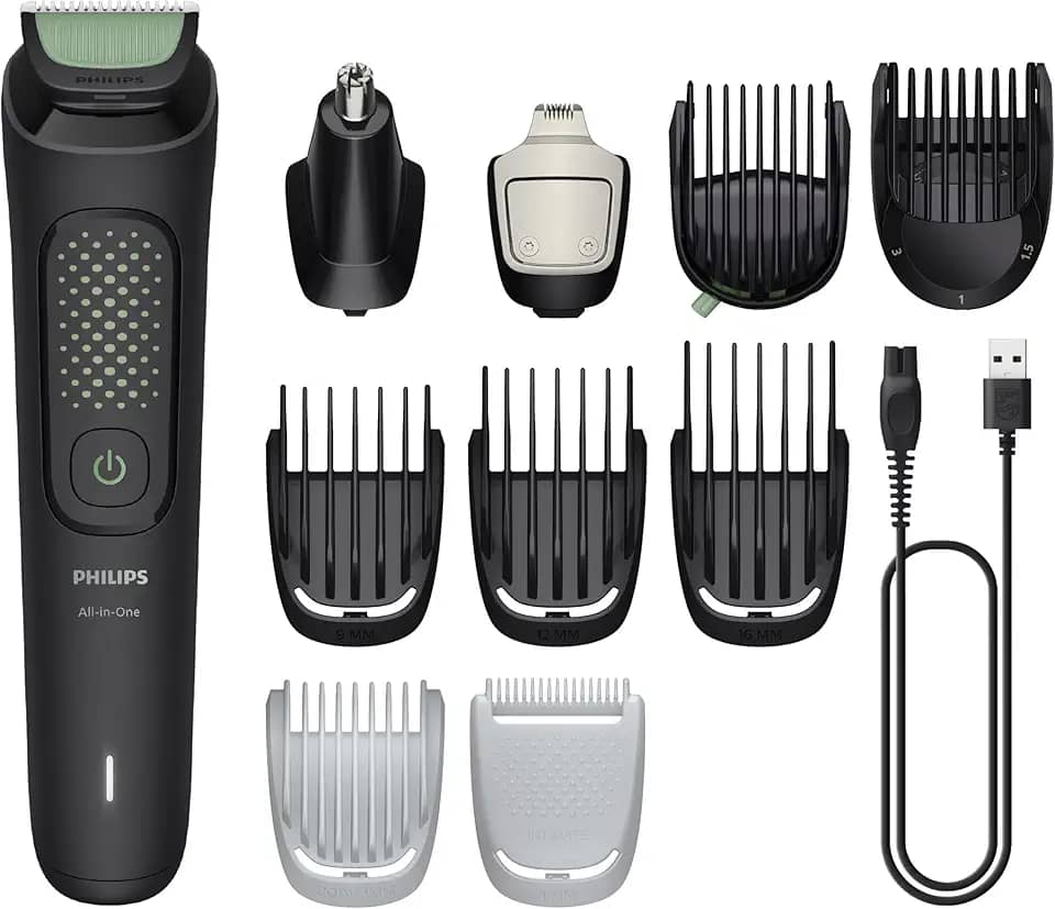 Philips Multigroom Aparador de Pelos 13 em 1 - Barbeador elétrico e Aparador para Rosto, Cabeça e Corpo, Lâminas Autoafiáveis e Amigáveis à Pele, 13 Configurações de Comprimento, Modelo MG3941/15