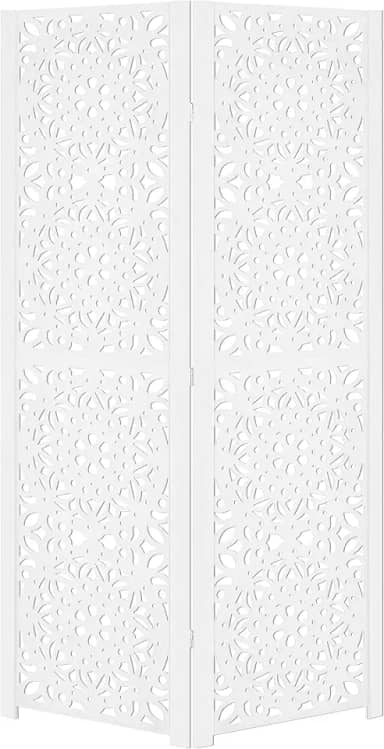 Biombo Pintado Divisoria Separador de Ambiente MDF Preto ou Branco (Branco, 2 Mandala)