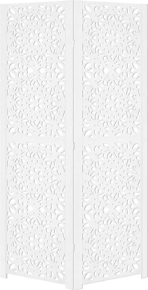 Biombo Pintado Divisoria Separador de Ambiente MDF Preto ou Branco (Branco, 2 Mandala)