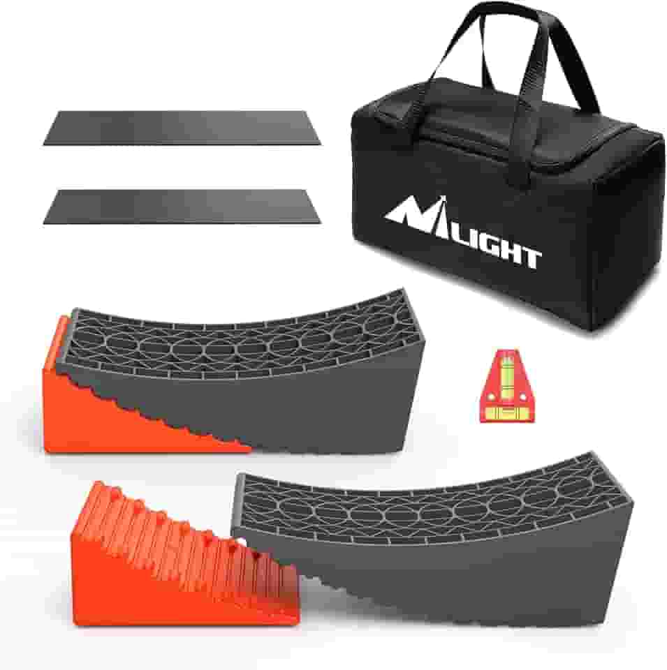 Nilight Nivelador RV - Pacote com 2 blocos de nivelamento de campista suporte de rampa eixos duplos, até 16 kg, sistema de nivelamento de acessórios de RV rápido para trailer de viagem, motorhome -