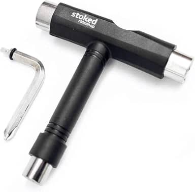 Stoked Ride Shop Ferramenta de skate tudo em um – Kit de ferramentas de skate multifuncional com chave Allen e chave de fenda Phillips tipo L