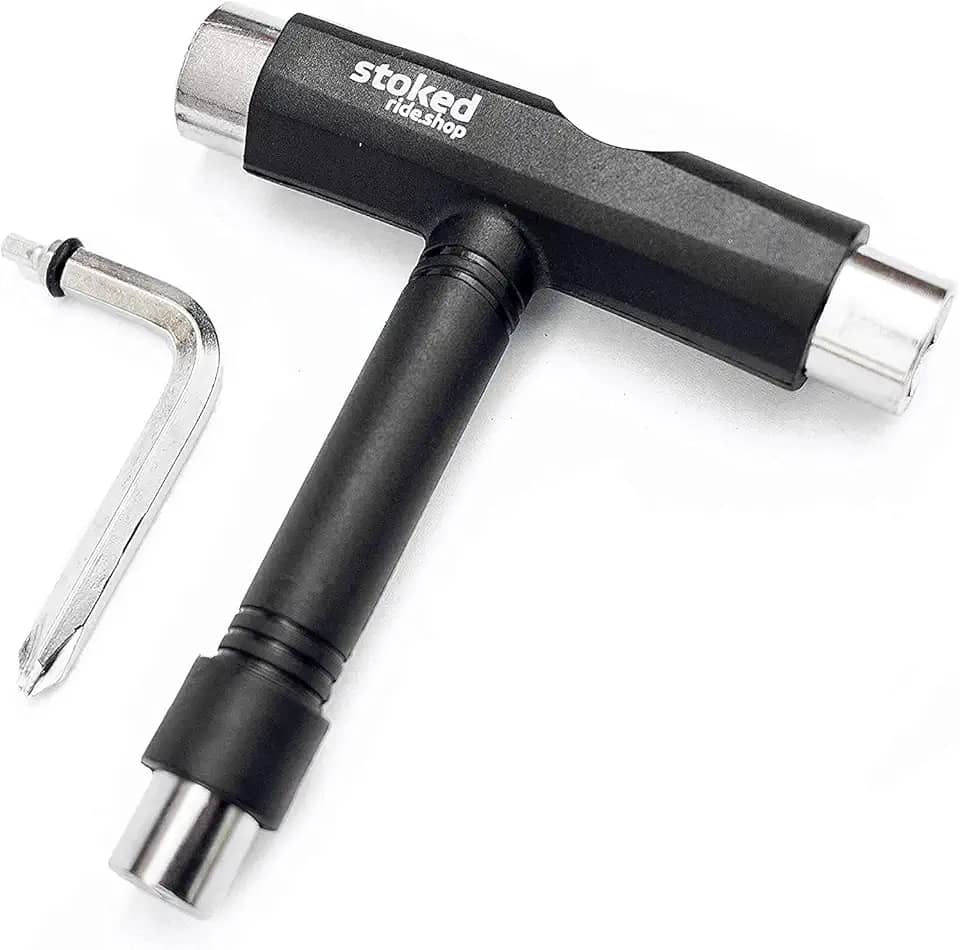 Stoked Ride Shop Ferramenta de skate tudo em um – Kit de ferramentas de skate multifuncional com chave Allen e chave de fenda Phillips tipo L