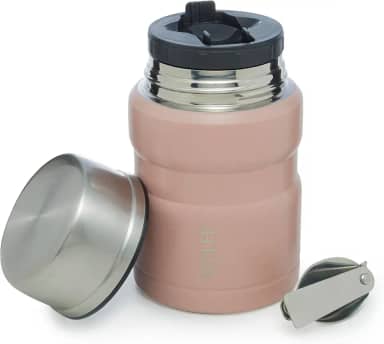 WOLFF - Pote Térmico com Dupla Parede de Aço Inox e Colher - ROSA - 480ml - Pote para Marmita, Sopas, Frutas, Temperos, Bebidas - Ótima Vedação
