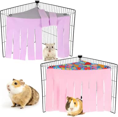 2 peças de cama para furões e cama de dormir para furões, chinchilas, pequenos animais de estimação (cinza com rosa, cinza com roxo, formato de coração)