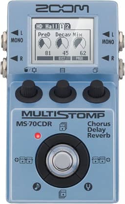 Zoom Pedal de efeitos de guitarra MS-70CDR MultiStomp, Chorus, delay e Reverb, tamanho Stompbox único, 86 efeitos embutidos, afinador