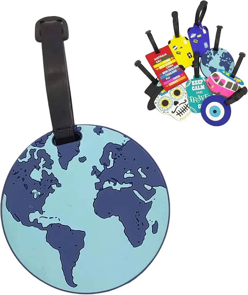 Identificador De Mala De Viagem Tag de Bagagem Avião Férias Etiqueta Silicone Premium (TAG14 Mundo)