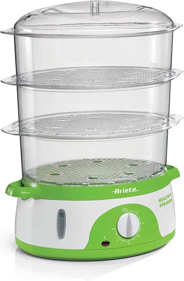 Ariete 911 - Panela a Vapor eletrica com temporizador 60', 3 cestos, recipiente de arroz, 800 Watts, 9 litros, 220V