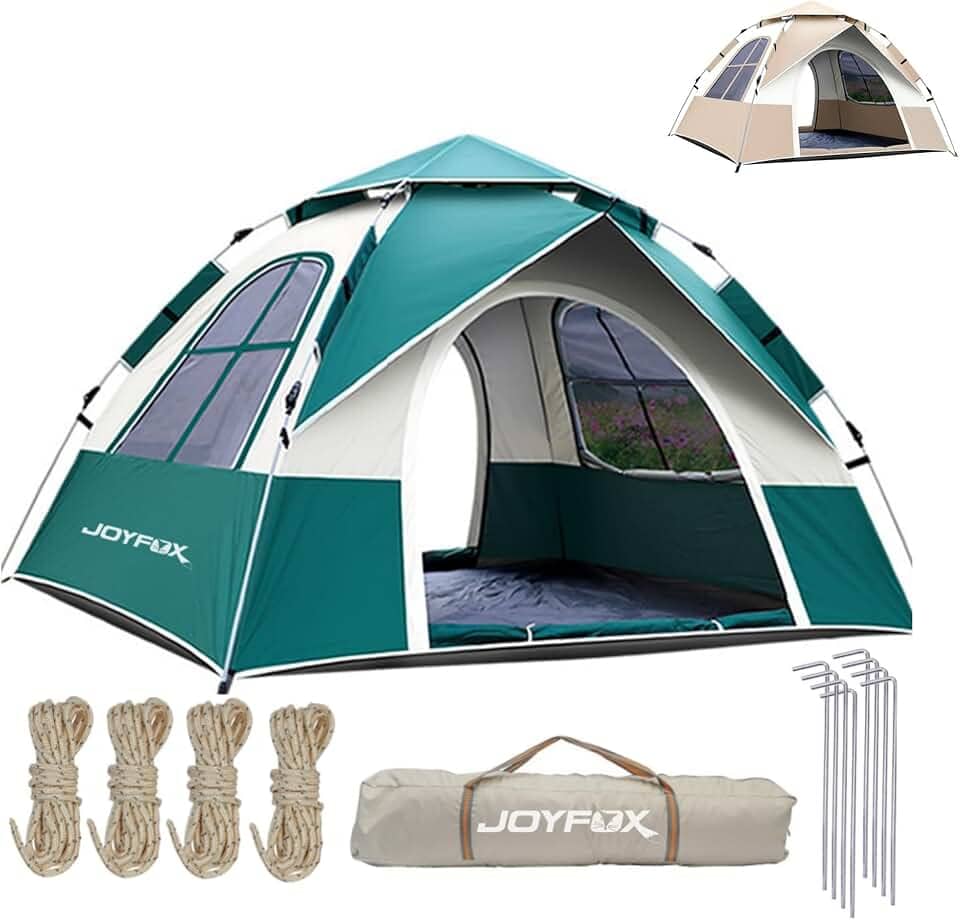 Barraca Camping Autoamatica Impermeavel 3-4 Pessoas 210 * 200 * 130cm, Praia Acampamento Duas Portas E Duas Janelas, Ventilação De Quatro Lados
