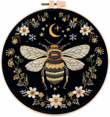 Huacan Kit de bordado para iniciantes e adultos inclui padrão estampado, argola, fios de cor, ferramentas, instruções fáceis de seguir (libélula)