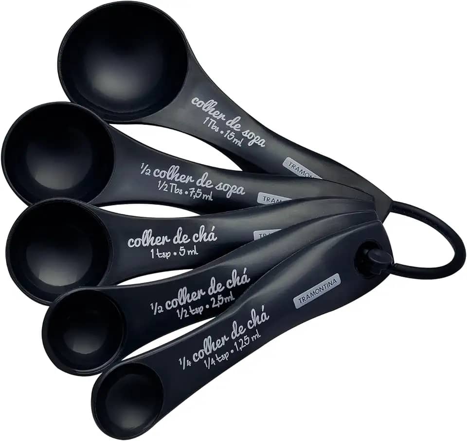Jogo de Colheres Medidoras Tramontina Utilità em ABS Grafite 5 Peças