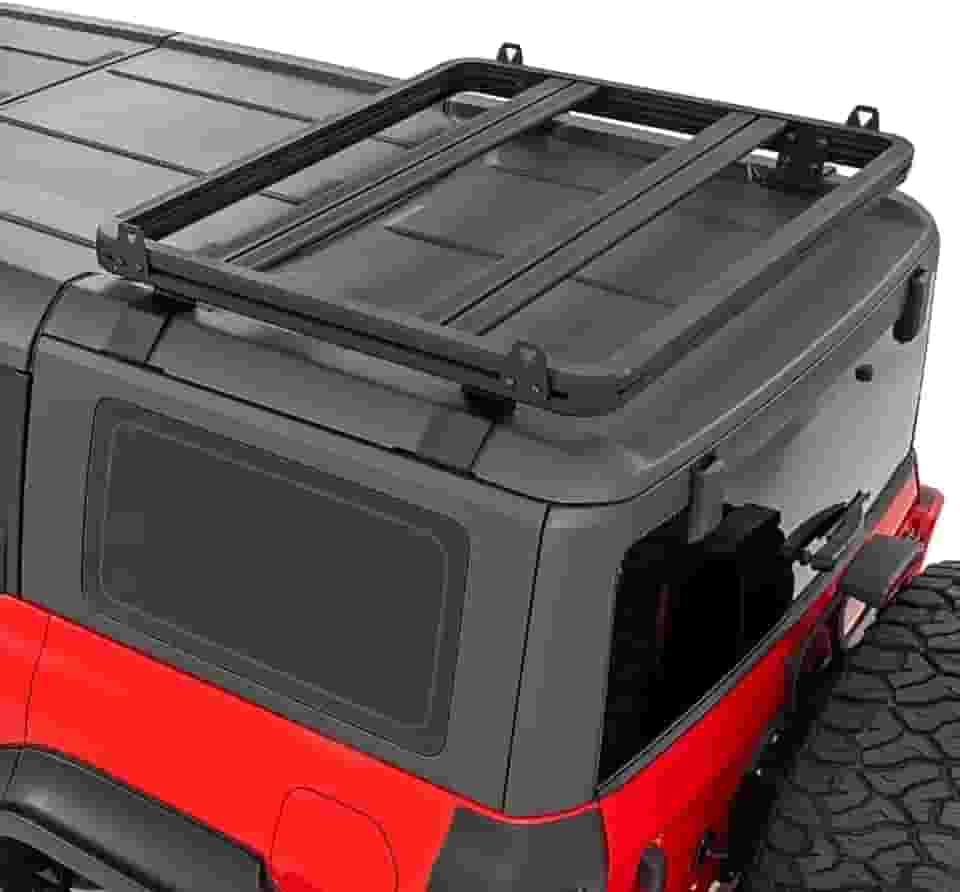 Rough Country Suporte de teto para Ford Bronco de 4 portas (2021–2025) – Porta-carga de alumínio com barras transversais com ranhura T, carga de 272 kg, armazenamento terrestre no teto