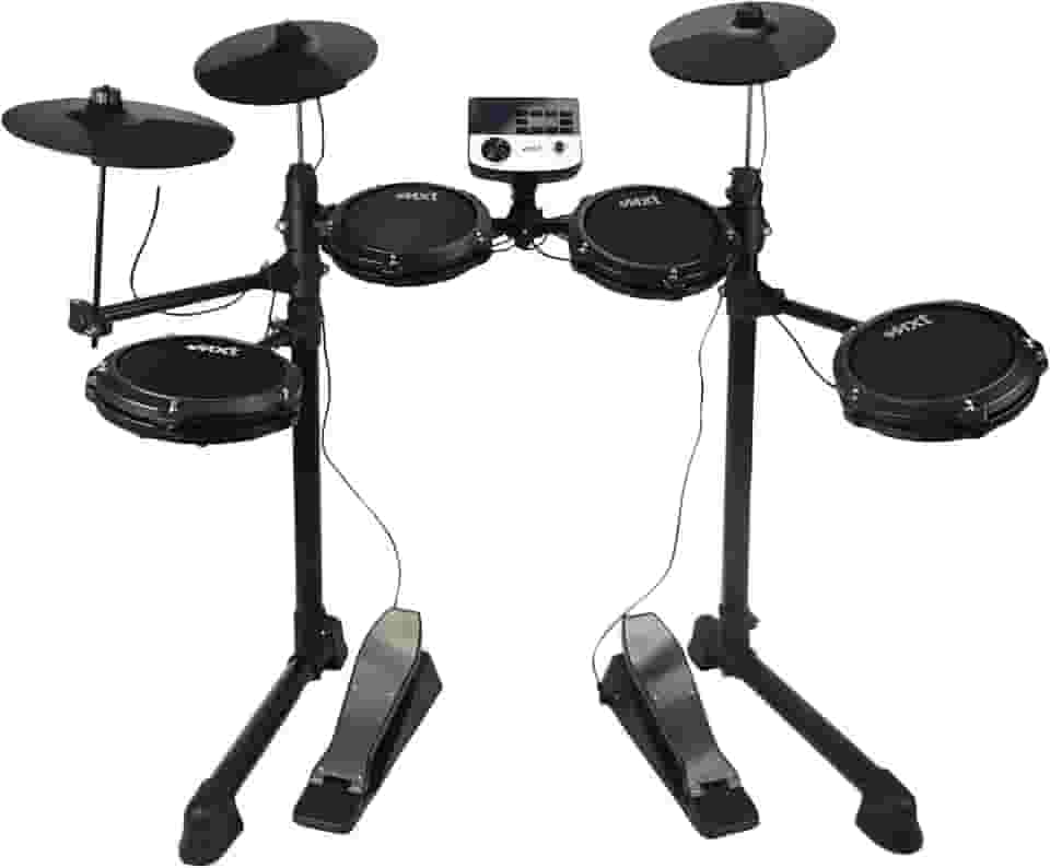Bateria Eletrônica Digital MXT, 4 Pads de Bateria, 3 Pratos, Módulo de Som, Pedais, Preta