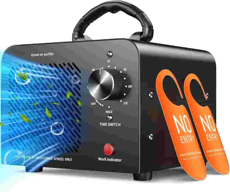 Gerador de ozônio 48.000 mg, remoção de odor de máquina de ozônio comercial, desodorizador purificador de ar ionizador de O3 de alta capacidade, mini portátil para carro, casa, fumaça, animais de
