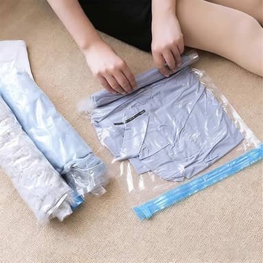 2 peças bolsa de armazenamento a vácuo transparente compressão economia espaço sacos selados recipiente de armazenamento dobrável doméstico para roupas (2 peças, 35 x 50 cm)