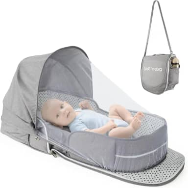 Berço De Viagem Para Bebê, Berços Portáteis - Bolsa Transporte Dobrável, Antipressão Cama Infantil, 2-1, Colchão Com Cobertura E Mosquiteiro