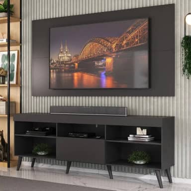 Rack com Painel Tv 65' Retrô Flórida Up Multimóveis Mp1042 Preto